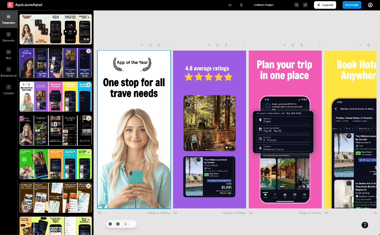 AppLaunchpad template-based screenshot editor with 400 plus professional design templates